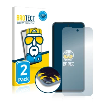 Front side of a product packaging with the brand logo BROTECT. Next to it is the device Xiaomi Redmi 10 (2022) shown with the 