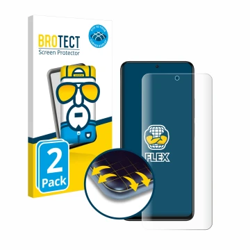 Front side of a product packaging with the brand logo BROTECT. Next to it is the device Xiaomi Redmi Note 11 Pro+ 5G shown wit