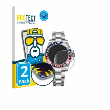 Front side of a product packaging with the brand logo BROTECT. Next to it is the device Rolex GMT-Master II shown with the cor