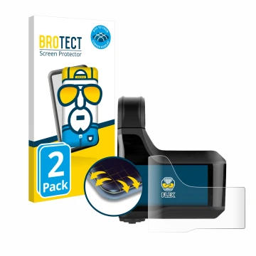 Front side of a product packaging with the brand logo BROTECT. Next to it is the device Shimano Steps SC-EM800 shown with the 