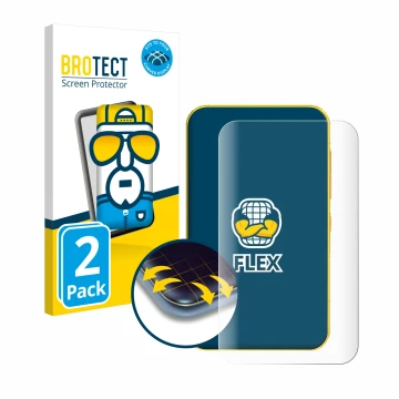 Front side of a product packaging with the brand logo BROTECT. Next to it is the device Timmkoo Q5 shown with the correspondin