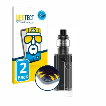 Front side of a product packaging with the brand logo BROTECT. Next to it is the device Vaporesso Target 200 Mod shown with th