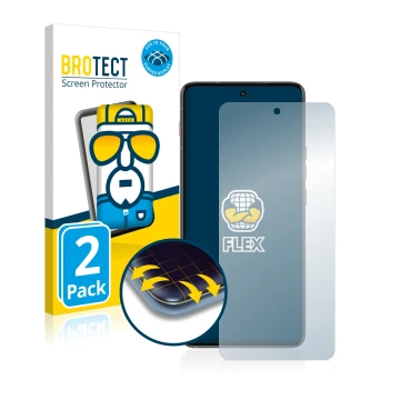 Front side of a product packaging with the brand logo BROTECT. Next to it is the device Motorola ThinkPhone shown with the cor