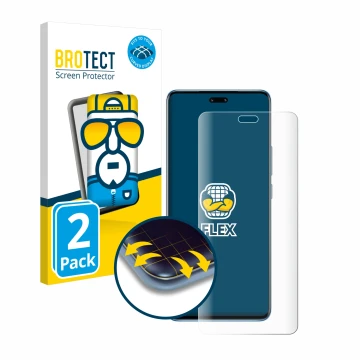 Front side of a product packaging with the brand logo BROTECT. Next to it is the device Xiaomi 13 Lite shown with the correspo