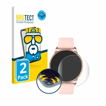 Front side of a product packaging with the brand logo BROTECT. Next to it is the device Levowatch F2 shown with the correspond