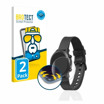 Front side of a product packaging with the brand logo BROTECT. Next to it is the device Doro Watch shown with the correspondin