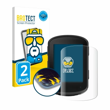 Front side of a product packaging with the brand logo BROTECT. Next to it is the device Garmin Edge 840 shown with the corresp