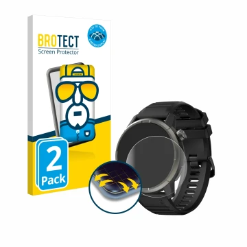 Front side of a product packaging with the brand logo BROTECT. Next to it is the device Kiprun GPS 900 by Coros shown with the