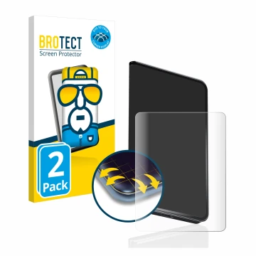 Front side of a product packaging with the brand logo BROTECT. Next to it is the device Ledger Stax crypto wallet shown with t