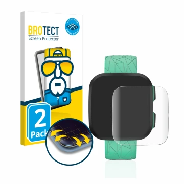 Front side of a product packaging with the brand logo BROTECT. Next to it is the device Garmin Bounce shown with the correspon