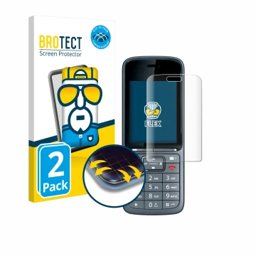 Front side of a product packaging with the brand logo BROTECT. Next to it is the device Gigaset SL800H Pro shown with the corr