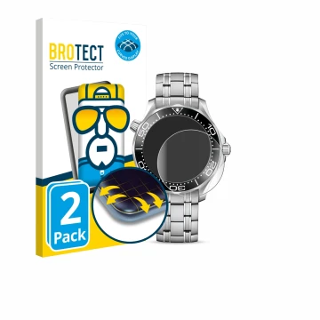 Front side of a product packaging with the brand logo BROTECT. Next to it is the device Omega Seamaster Diver 300M (42 mm) sho