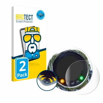 Front side of a product packaging with the brand logo BROTECT. Next to it is the device Honda DAX ST125 2023 shown with the co