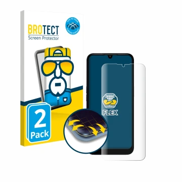 Front side of a product packaging with the brand logo BROTECT. Next to it is the device Doro 8200 shown with the corresponding