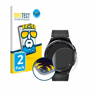 Front side of a product packaging with the brand logo BROTECT. Next to it is the device Samsung Galaxy Watch 6 Classic (47 mm)