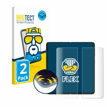 Front side of a product packaging with the brand logo BROTECT. Next to it is the device OnePlus Open (Inner display) shown wit