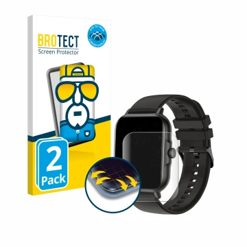 Front side of a product packaging with the brand logo BROTECT. Next to it is the device AcclaFit KM13 1.83