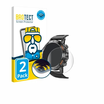 Front side of a product packaging with the brand logo BROTECT. Next to it is the device Lemfo Smartwatch 1.39
