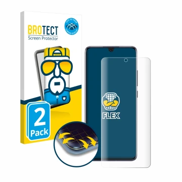 Front side of a product packaging with the brand logo BROTECT. Next to it is the device Honor Magic 6 Lite shown with the corr