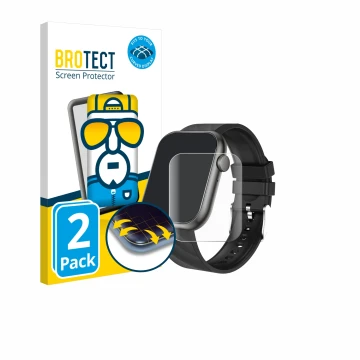 Front side of a product packaging with the brand logo BROTECT. Next to it is the device walkbee Smartwatch 1.96