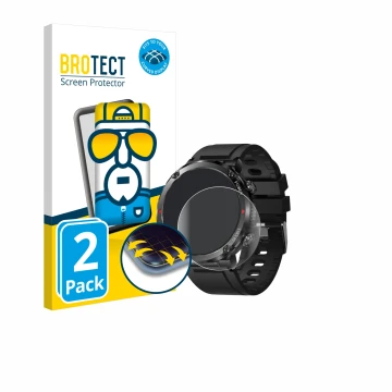 Front side of a product packaging with the brand logo BROTECT. Next to it is the device LIGE Smartwatch 1.6