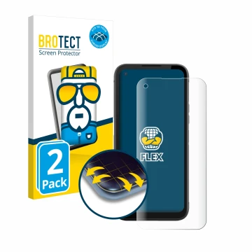 Front side of a product packaging with the brand logo BROTECT. Next to it is the device Gigaset GX6 Pro shown with the corresp