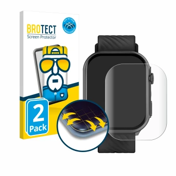 Front side of a product packaging with the brand logo BROTECT. Next to it is the device Yuede Smartwatch 2