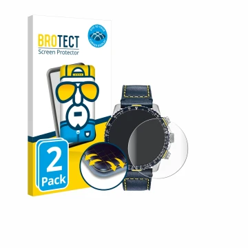 Front side of a product packaging with the brand logo BROTECT. Next to it is the device Citizen Blue Angel Skyhawk JR3080-51L 