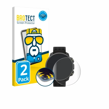 Front side of a product packaging with the brand logo BROTECT. Next to it is the device Suunto Vertical Solar shown with the c