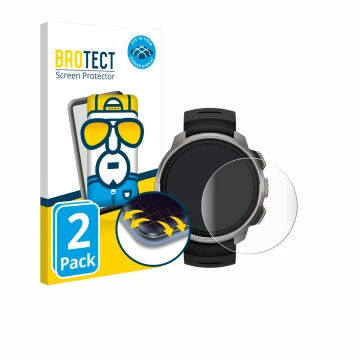 Front side of a product packaging with the brand logo BROTECT. Next to it is the device Suunto Ocean shown with the correspond