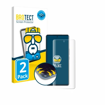 Front side of a product packaging with the brand logo BROTECT. Next to it is the device Vivo V40 shown with the corresponding 