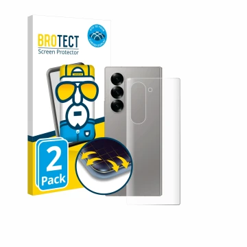Front side of a product packaging with the brand logo BROTECT. Next to it is the device Samsung Galaxy Z Fold 6 5G (Back) show