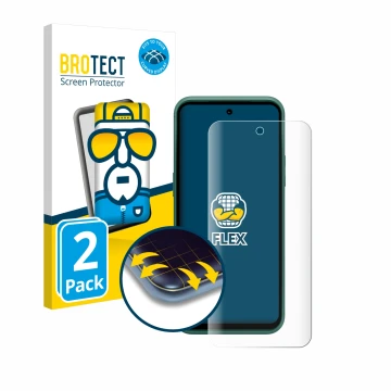 Front side of a product packaging with the brand logo BROTECT. Next to it is the device Nokia XR21 Limited Edition shown with 