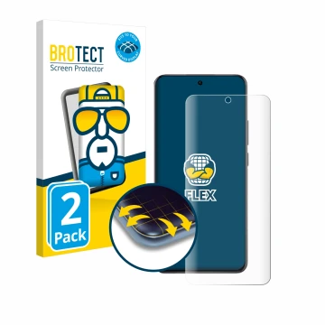 Front side of a product packaging with the brand logo BROTECT. Next to it is the device Oppo Reno 12 Pro shown with the corres