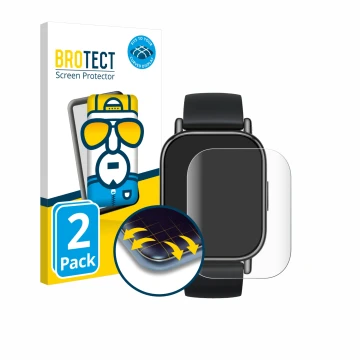 Front side of a product packaging with the brand logo BROTECT. Next to it is the device Xiaomi Redmi Watch 5 Lite shown with t