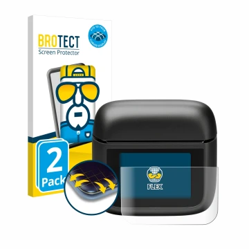 Front side of a product packaging with the brand logo BROTECT. Next to it is the device JBL Tour Pro 3 shown with the correspo