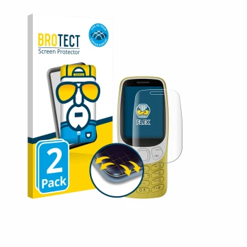 Front side of a product packaging with the brand logo BROTECT. Next to it is the device Nokia 3210 shown with the correspondin