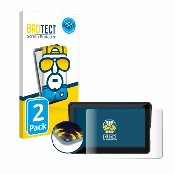 Front side of a product packaging with the brand logo BROTECT. Next to it is the device Carpuride W502B Pro 5