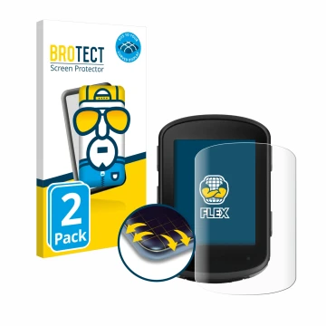 Front side of a product packaging with the brand logo BROTECT. Next to it is the device Garmin Edge 840 Solar shown with the c