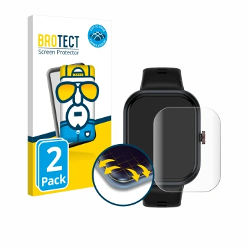 Front side of a product packaging with the brand logo BROTECT. Next to it is the device Honor Choice Connected Watch shown wit