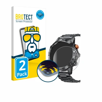 Front side of a product packaging with the brand logo BROTECT. Next to it is the device DekeFit MT43PRO 1.53