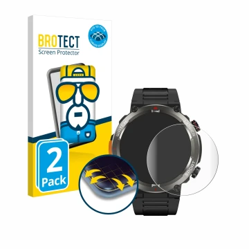 Front side of a product packaging with the brand logo BROTECT. Next to it is the device Blackview W50 Pro 1.45