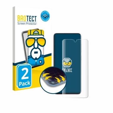 Front side of a product packaging with the brand logo BROTECT. Next to it is the device Samsung Galaxy S20 5G (case-friendly) 