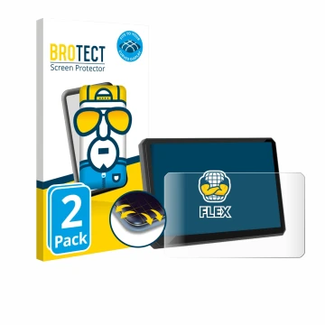 Front side of a product packaging with the brand logo BROTECT. Next to it is the device Carpuride W702BS 7