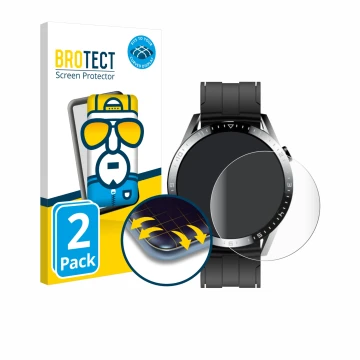 Front side of a product packaging with the brand logo BROTECT. Next to it is the device Tracer Smartwatch SM9 shown with the c