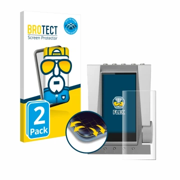 Front side of a product packaging with the brand logo BROTECT. Next to it is the device Astell&Kern ACRO CA1000T shown with th