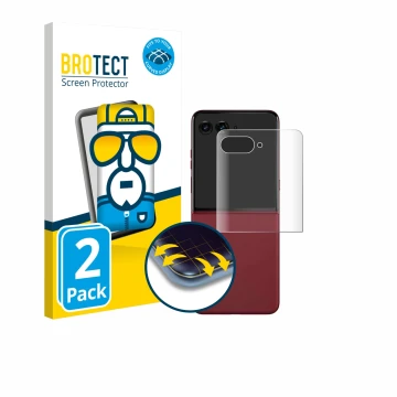 Front side of a product packaging with the brand logo BROTECT. Next to it is the device Motorola Razr 60 Ultra (Back display) 