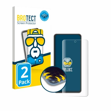 Front side of a product packaging with the brand logo BROTECT. Next to it is the device realme GT 7T shown with the correspond