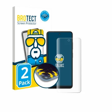 Front side of a product packaging with the brand logo BROTECT. Next to it is the device Xplora HMD Fusion X1 shown with the co