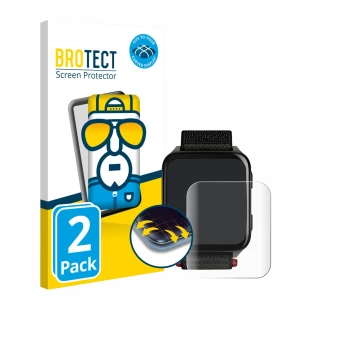 Front side of a product packaging with the brand logo BROTECT. Next to it is the device Garmin Venu X1 shown with the correspo